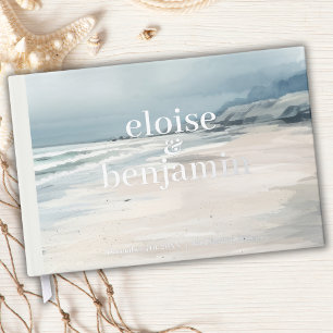Libro De Visitas Elegante Monograma con Boda costero Vows