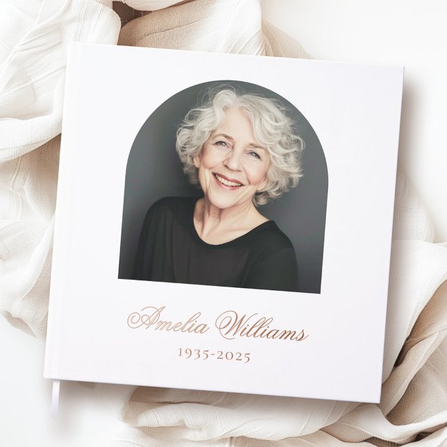 Libro De Visitas Elegante monumento conmemorativo de la memoria de  (Elegant arch loving memory funeral memorial photo foil guest book)