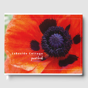 Libro De Visitas Elegante Naranja de amapola Alquiler Floral