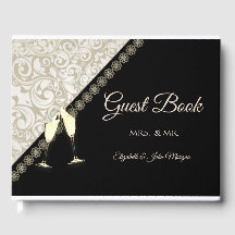 Elegante negro, Damask Guest Book