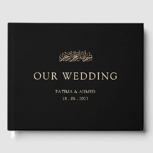 Libro De Visitas Elegante negro nuestro Boda musulmán mínimo islámi