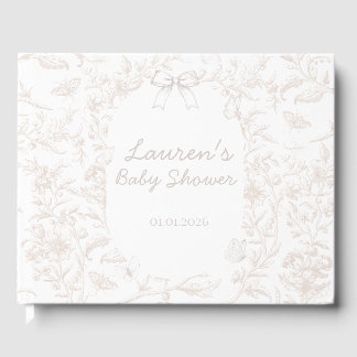 Libro De Visitas Elegante Neutral Toile Nature Baby Shower