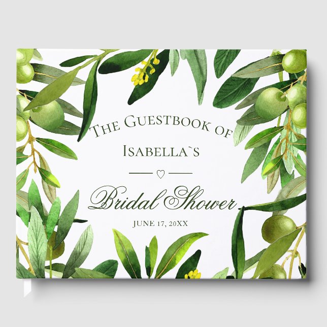 Libro De Visitas Elegante Olive Boho Summer Garden Bridal Shower (Anverso)