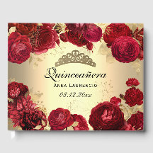 Elegante Oro Rosas Rojas Quinceañera Personalizado