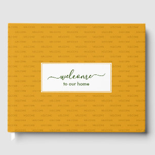 Libro De Visitas Elegante Personalizado amarillo BIENVENIDO A NUEST