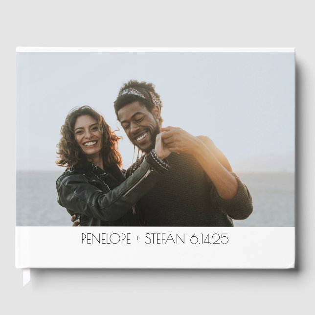 Libro De Visitas Elegante Personalizado Boda simple de fotografía c (Anverso)