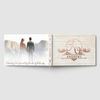 Libro De Visitas Elegante Personalizado Botánico Boho Monograma Bod