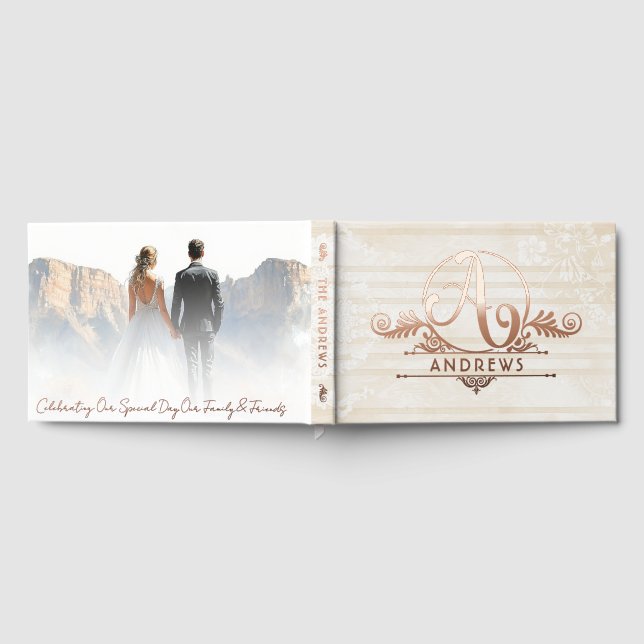 Libro De Visitas Elegante Personalizado Botánico Boho Monograma Bod (Lleno)