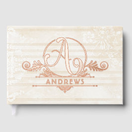 Libro De Visitas Elegante Personalizado Botánico Boho Monograma Bod