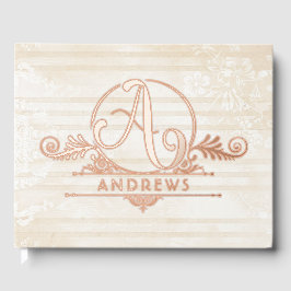 Libro De Visitas Elegante Personalizado Botánico Boho Monograma Bod