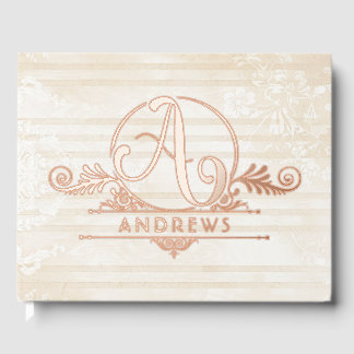 Libro De Visitas Elegante Personalizado Botánico Boho Monograma Bod