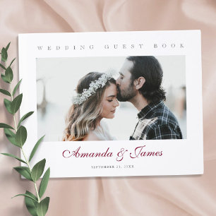 Libro De Visitas Elegante Personalizado de escritura borgoñona Boda