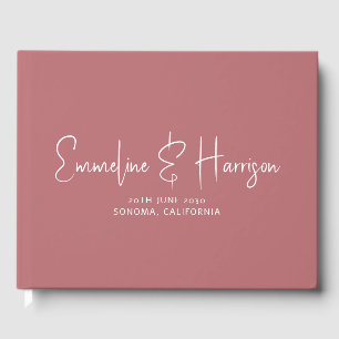 Libro De Visitas Elegante Personalizado del Serif Dusty Rosa Boda