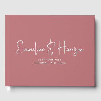 Libro De Visitas Elegante Personalizado del Serif Dusty Rosa Boda