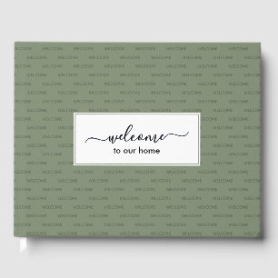 Libro De Visitas Elegante Personalizado Jade Green BIENVENIDO A NUE
