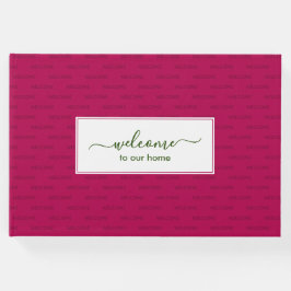Libro De Visitas Elegante Personalizado Magenta rosa BIENVENIDO A N