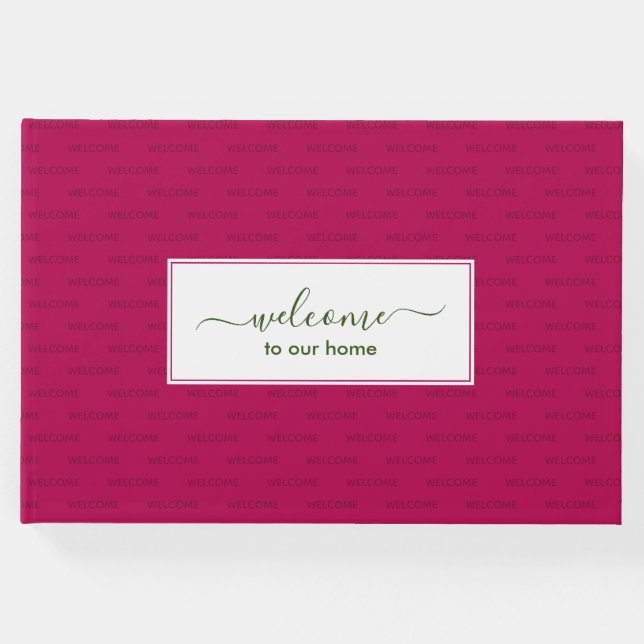 Libro De Visitas Elegante Personalizado Magenta rosa BIENVENIDO A N (Anverso)