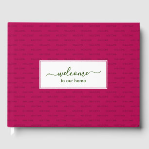 Libro De Visitas Elegante Personalizado Magenta rosa BIENVENIDO A N