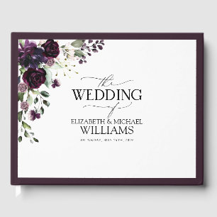 Libro De Visitas Elegante Plum Morado Mauve Floral acuarela
