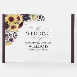 Libro De Visitas Elegante Plum Morado Sunflower acuarela