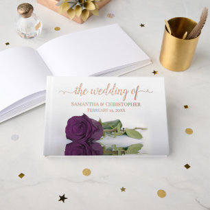Libro De Visitas Elegante Plum Rosa Purple Relieve metalizado Boda 