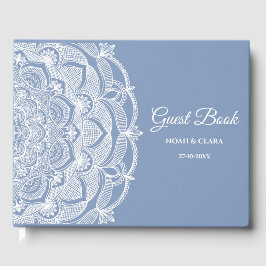 Libro De Visitas Elegante polvoriento azul encaje mandala clásico