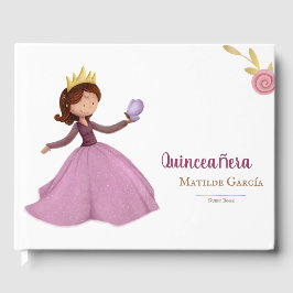 Libro De Visitas Elegante princesa de quinceañera con mariposa