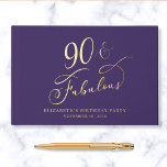 Libro De Visitas Elegante Purple 90th Birthday Party Gold<br><div class="desc">Elegante libro de invitados morado para su fiesta de cumpleaños 90 con Relieve metalizado de oro y "90 & Fabulous" en un elegante guión de caligrafía. Personalizar con su nombre,  la fecha fiesta y un título sobre la columna vertebral en la tipografía serif clásica.</div>