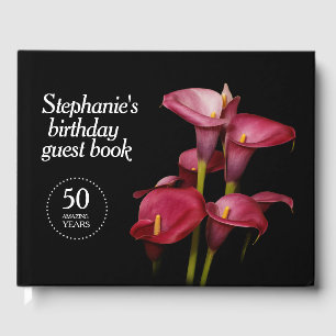 Libro De Visitas Elegante púrpura Calla Lilies 50 cumpleaños de cua