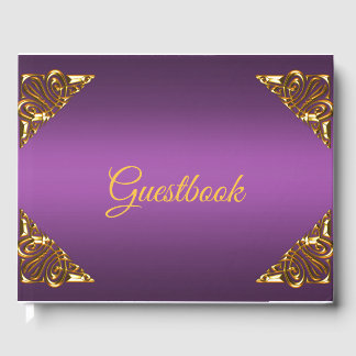 Libro De Visitas Elegante Púrpura y Oro
