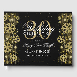 Libro De Visitas Elegante Purpurina de Invierno de Oro Negro, 30 Añ