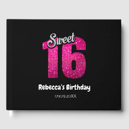 Libro De Visitas Elegante Purpurina Sparkle Sweet 16 Cumpleaños