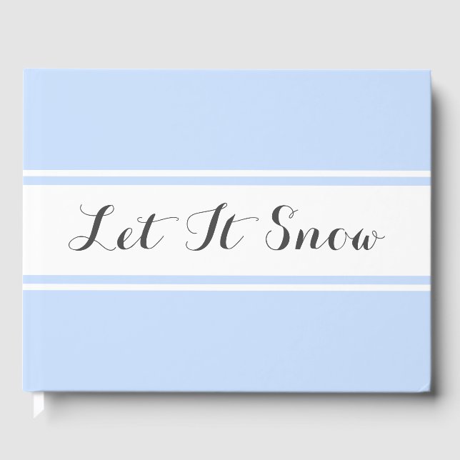 Libro De Visitas Elegante Que Nieve Texto Blandas Rayas Blancas Azu (Anverso)