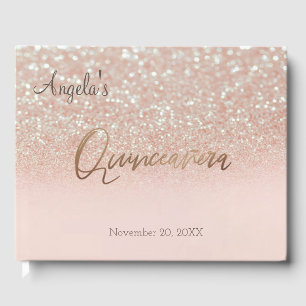 Libro De Visitas Elegante Quinceañera con Brillo Bokeh Ombre