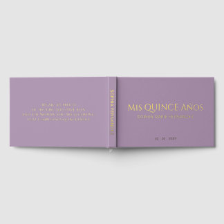 Libro De Visitas Elegante Quinceañera de oro púrpura moderno