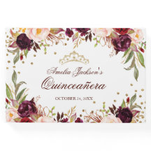 Elegante Quinceañera Floral Borgoña Dorada