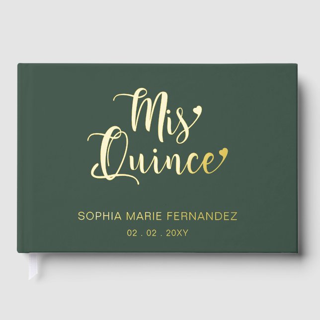 Libro De Visitas Elegante Quinceañera Verde (Anverso)