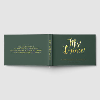 Libro De Visitas Elegante Quinceañera Verde