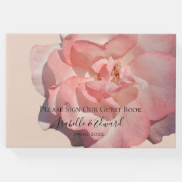 Libro De Visitas Elegante recepción Rubor Rosa Floral Wedding
