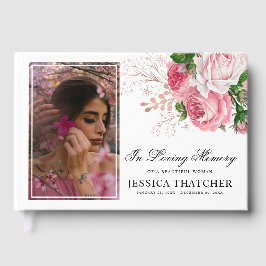 Libro De Visitas Elegante recuerdo de fotos de flores rosadas Keeps