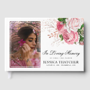 Libro De Visitas Elegante recuerdo de fotos de flores rosadas Keeps