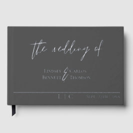 Libro De Visitas Elegante Relieve metalizado de caligrafía gris osc