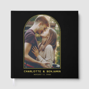 Libro De Visitas Elegante Relieve metalizado dorado de fotografía A