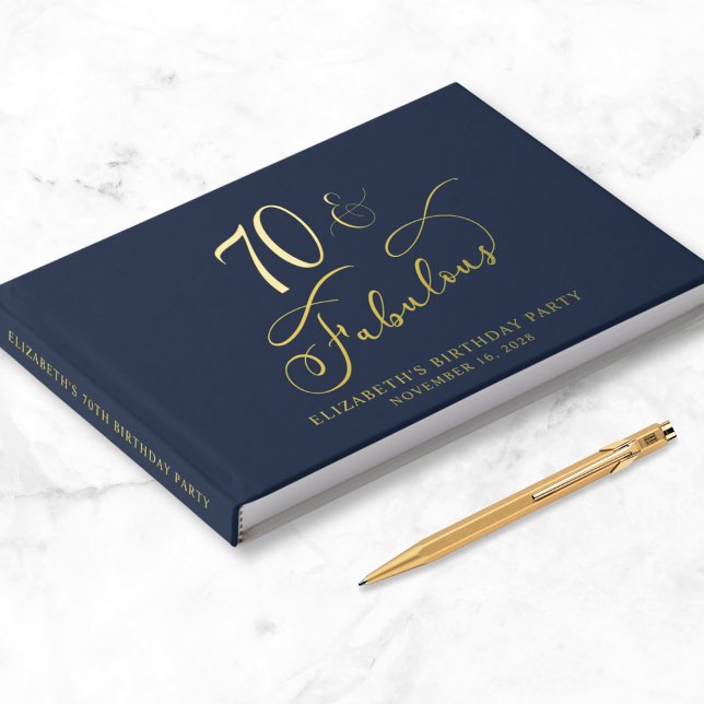 Libro De Visitas Elegante Relieve metalizado dorado Navy Blue 70th  (Subido por el creador)