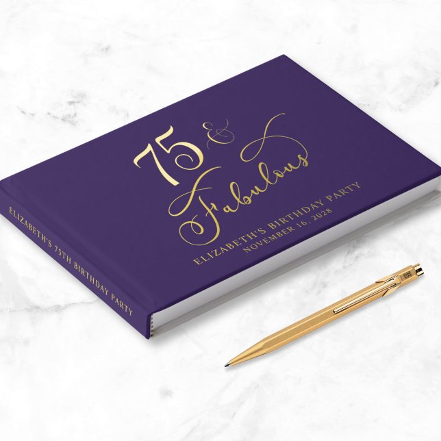Libro De Visitas Elegante Relieve metalizado dorado Purple 75 cumpl (Subido por el creador)