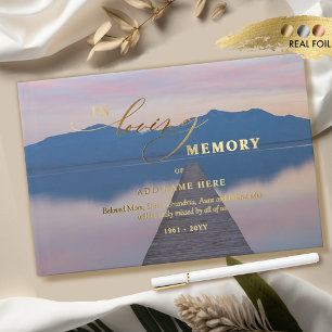 Libro De Visitas Elegante Relieve metalizado Real En El Funeral Púr