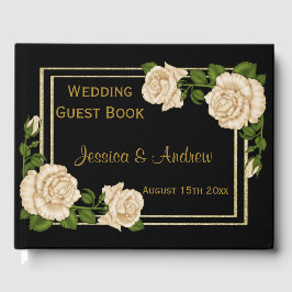 Libro De Visitas Elegante rincón de Moda Rosas de marfil Boda de Bo