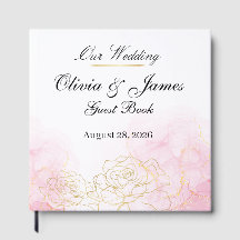 Elegante Rosa Beige Dorado Floral Acuarela Boda