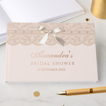 Elegante Rosa Beige Lazo de Encaje para Bridal Sho