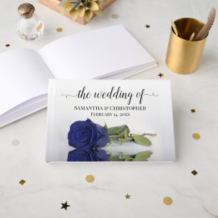 Libro De Visitas Elegante Rosa Boda de la Marina Azul de Estela Lar
